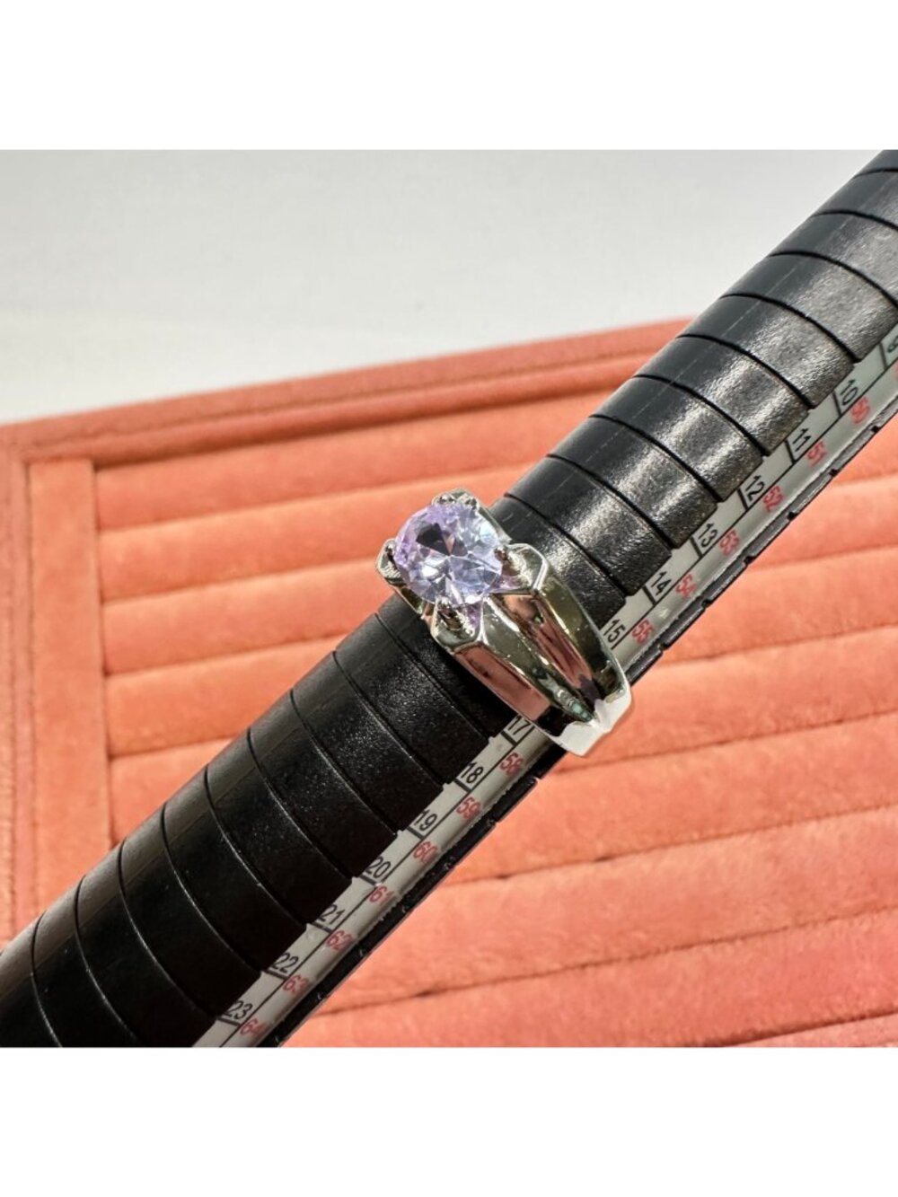Silver-Tone Light Purple Cubic Zirconia Statement Band Ring Size 8 Lavender - Picture 9 of 11